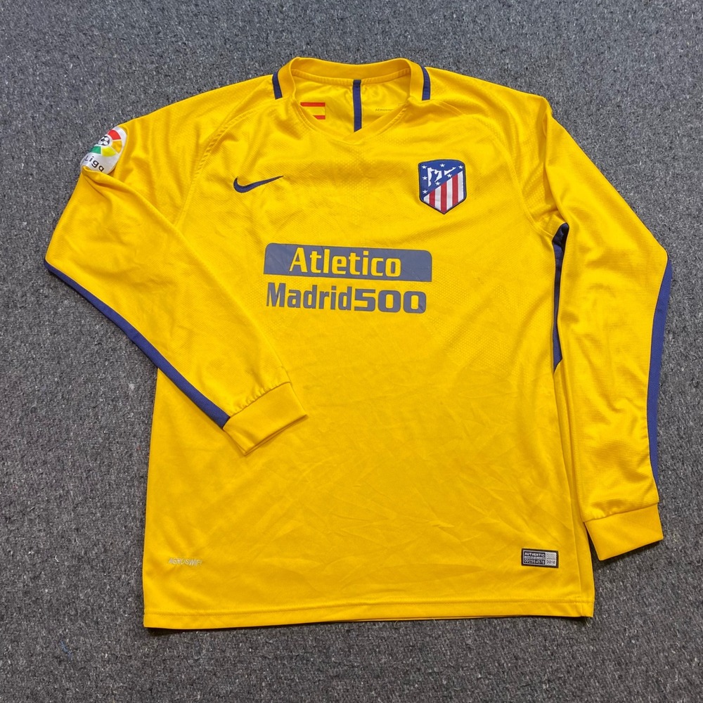 Nike Atletico Madrid Jersey Sz XL Men Yellow Aeroswift La Liga Long Sleeve Shirt